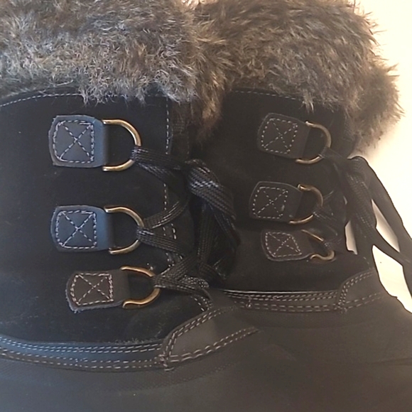 Khombu The Slope Snow Duck Boot Faux Fur Leather Rubber Sole Lace Up Water Proof - Picture 11 of 17